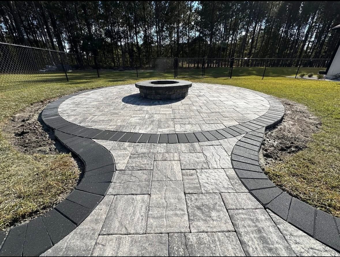 Project Stunning Backyard Stone Patio with Central Fire Pit image